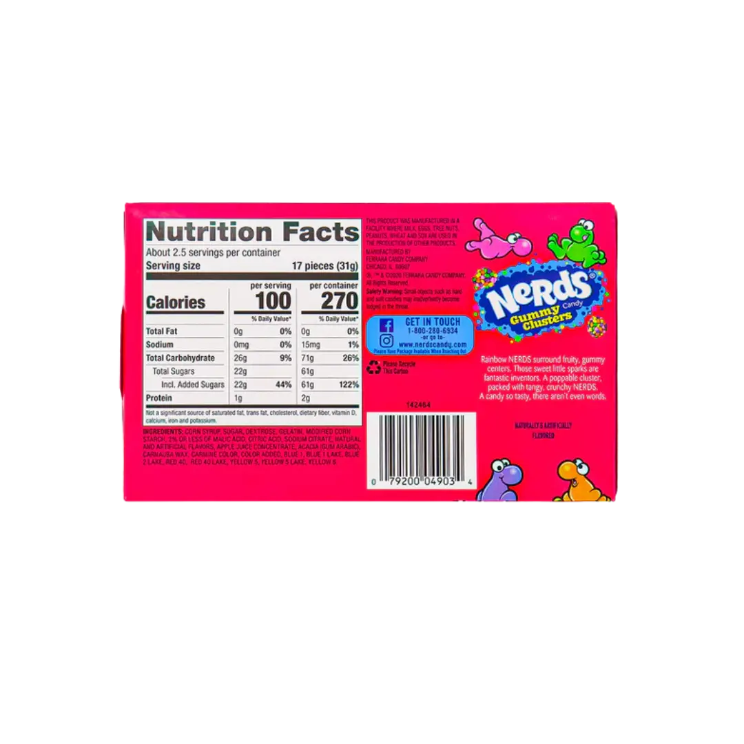 Nerds Candy | Gummy Clusters Rainbow (Box) Ferrara Candy Company
