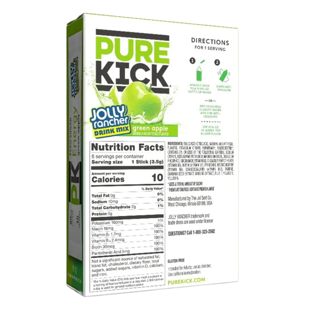Pure Kick | Energy Singles To Go - Jolly Rancher - Green Apple Pure Kick