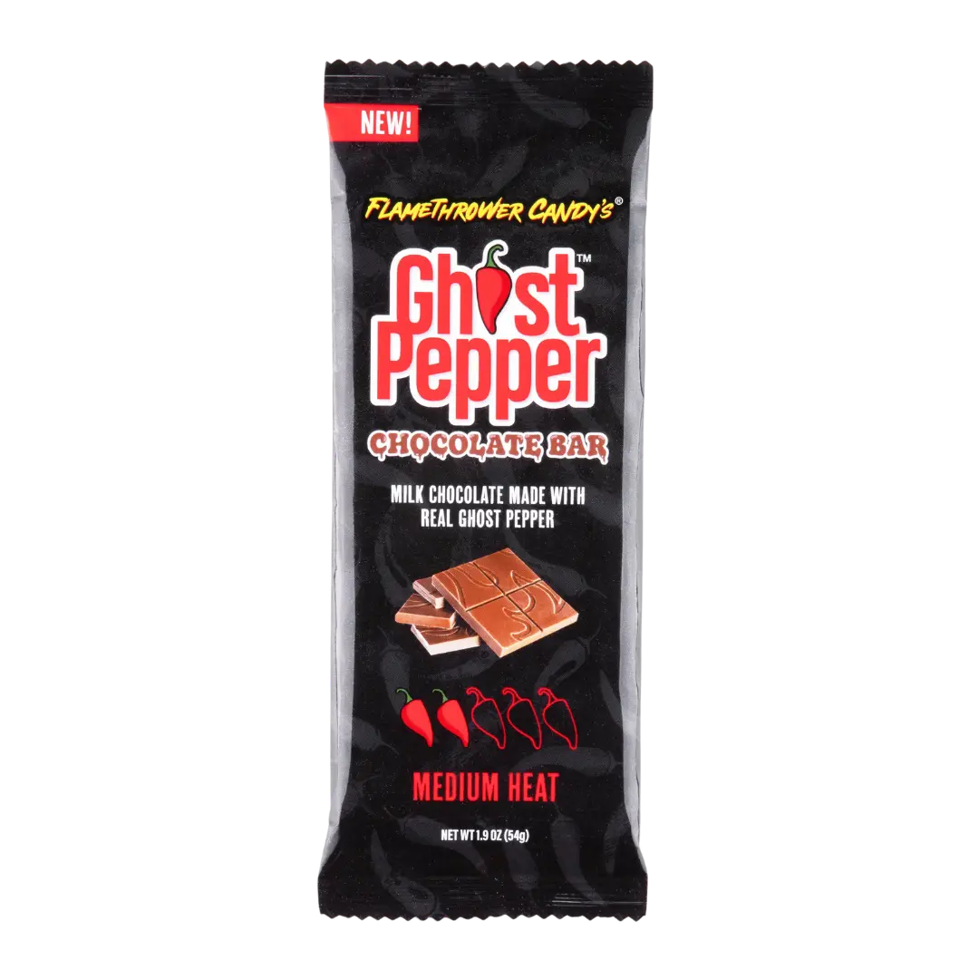 Flamethrower Candy | Ghost Pepper Chocolat Bar Shack à Sauce