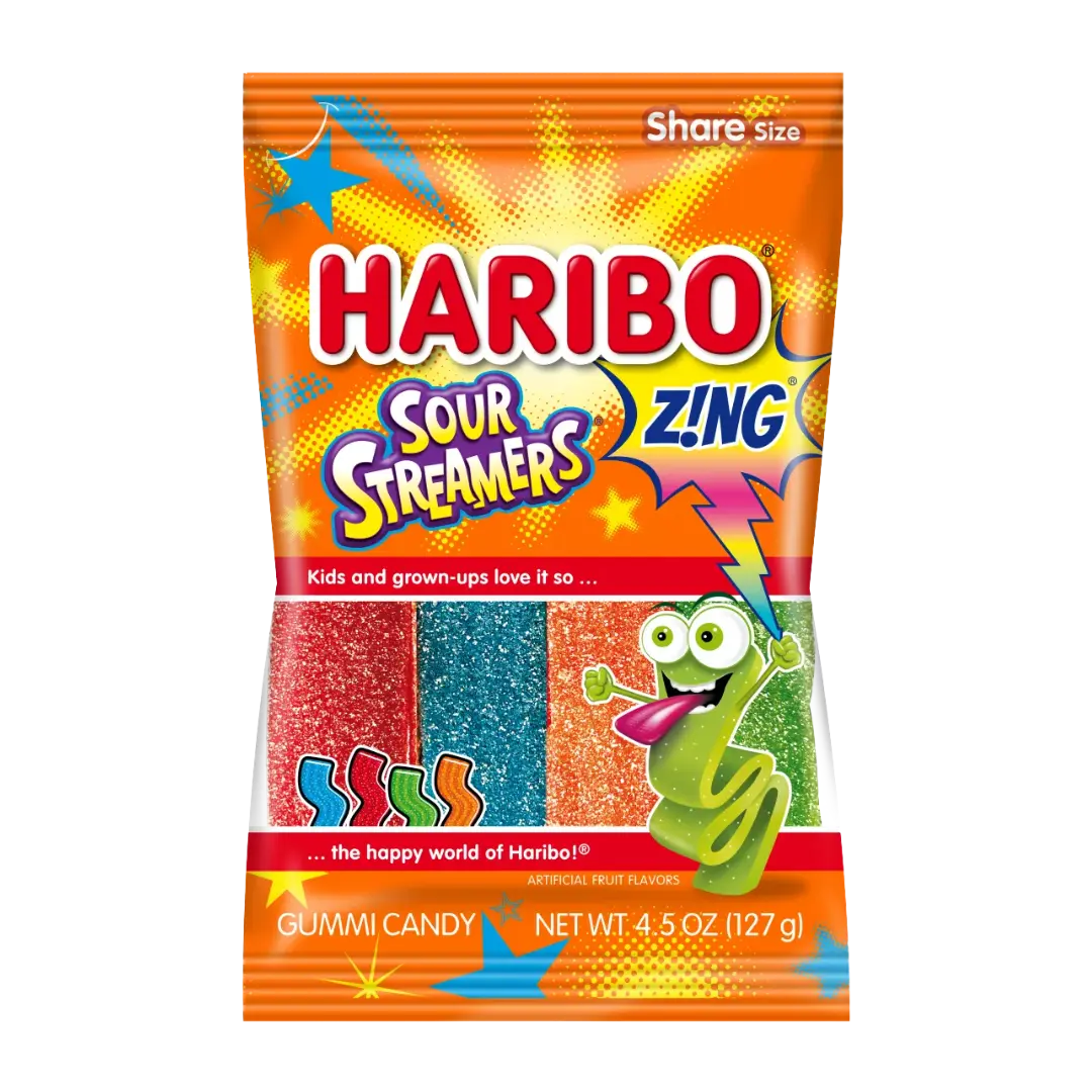 Haribo | Gummi Candy Sour Streamers Peg Shack à Sauce